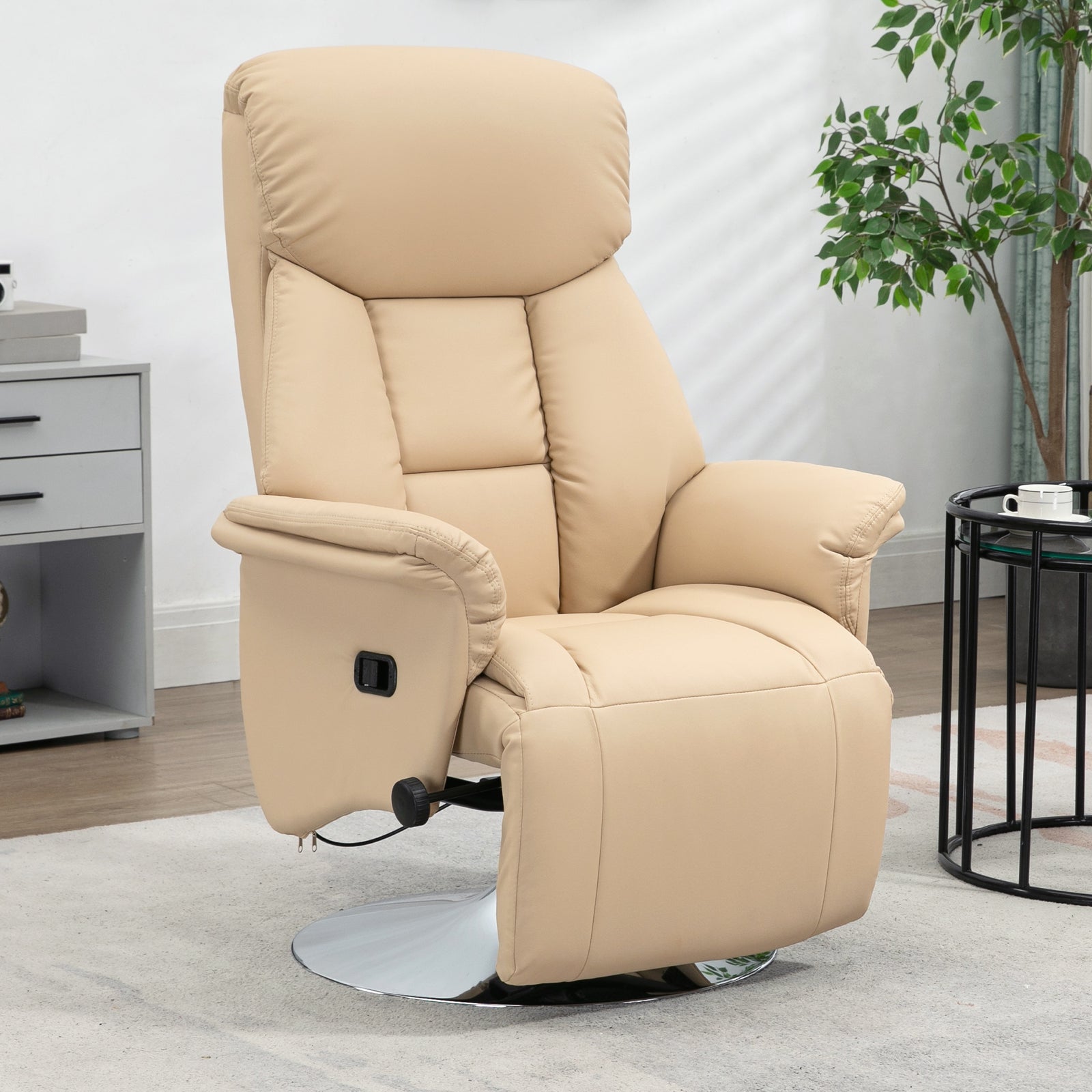 Adjustable Swivel Recliner, Manual Recliner Chair with Footrest, Padde