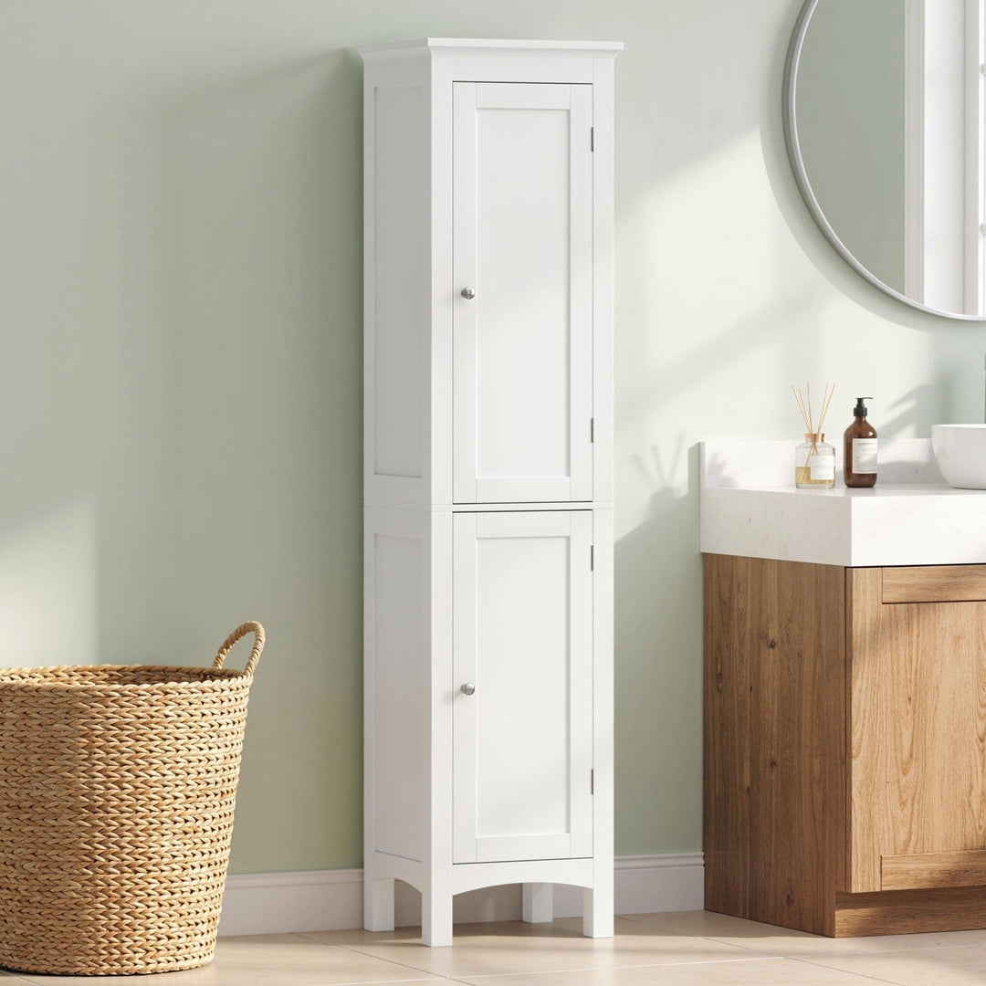 Tall Bathroom Storage Unit, Slim Bathroom Cabinet with Adjustable Shel