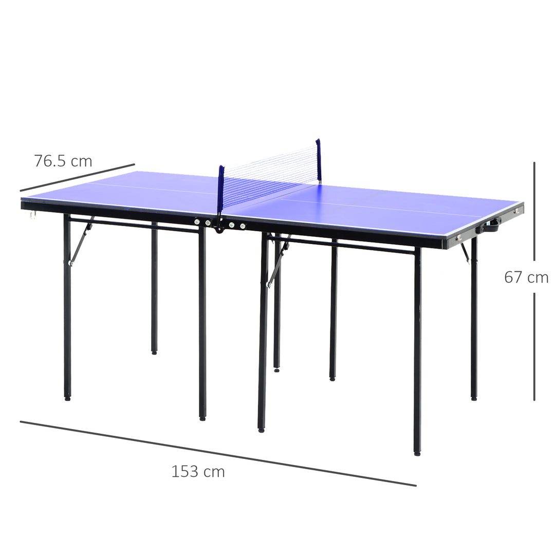Folding 5ft Mini Compact Table Tennis Top Ping Pong Table Set Professional Net Games Sports Training Play Blue