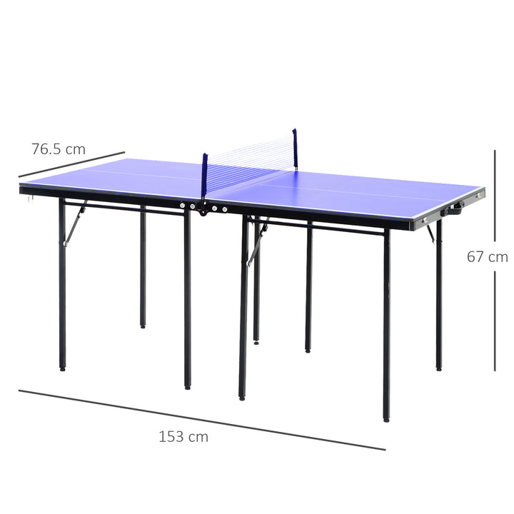 Folding 5ft Mini Compact Table Tennis Top Ping Pong Table Set Professional Net Games Sports Training Play Blue