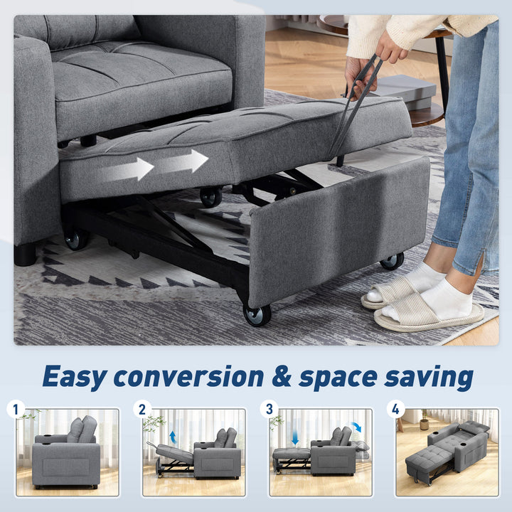 3-in-1 Single Sofa Bed, Convertible Sleeper Chair Bed