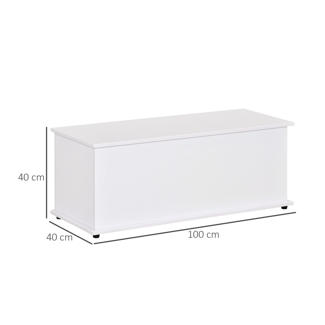 113L Storage Chest, Storage Box with Flip-Top Lid and 2 Safety Hinges, Storage Trunk for Living Room, Entryway, 100 x 40 x 40 cm, White