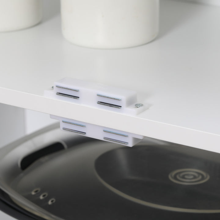 MCL 4-Door Tall Kitchen Cupboard, Freestanding 6-Tier Storage Cabinet with 2 Adjustable Shelves for Living Room, Dining Room, White