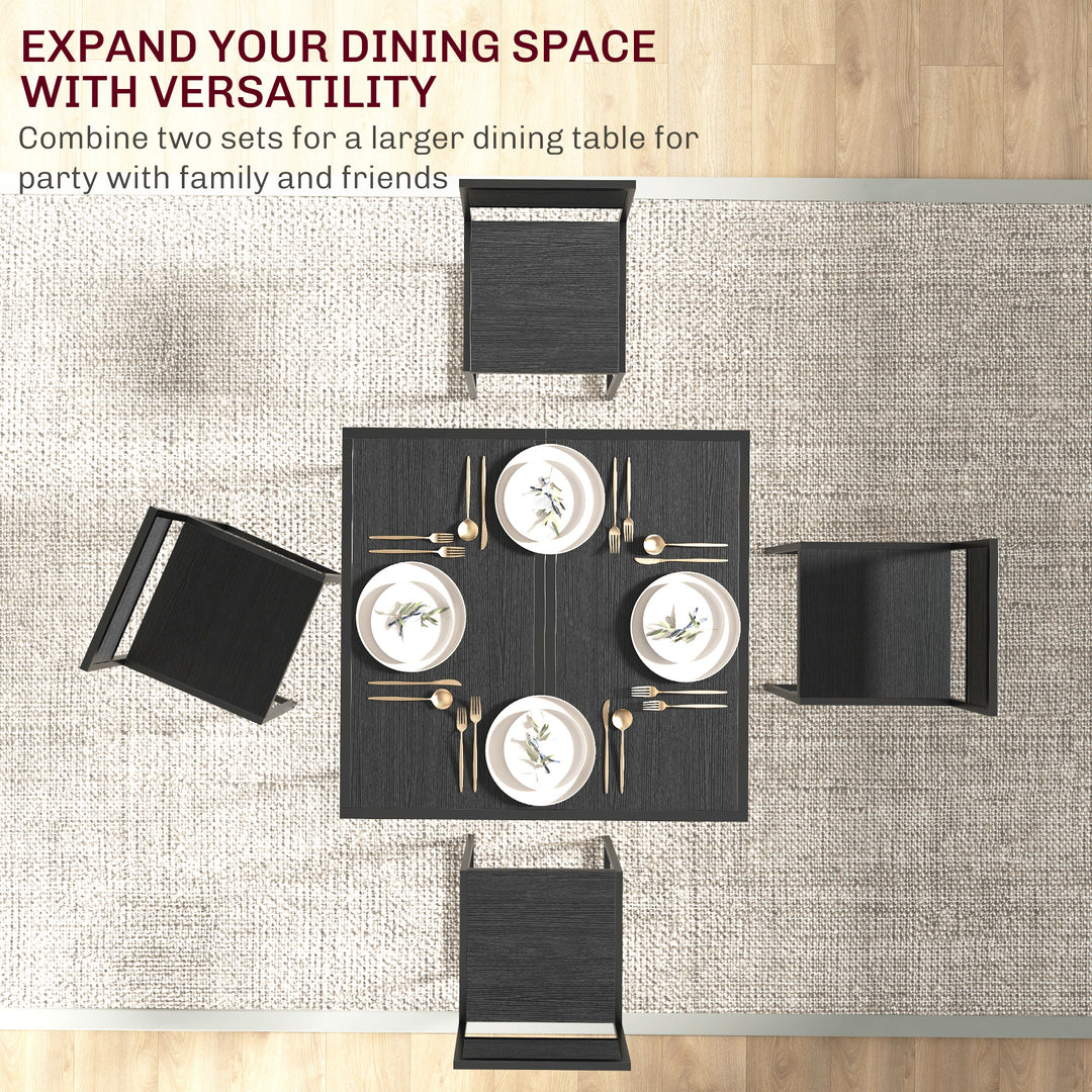 Dining Table and Chairs Set 2, Dining Room Sets, Rectangular Space Saving Table and 2 Chairs for Compact Kitchens, Steel Frame, Black