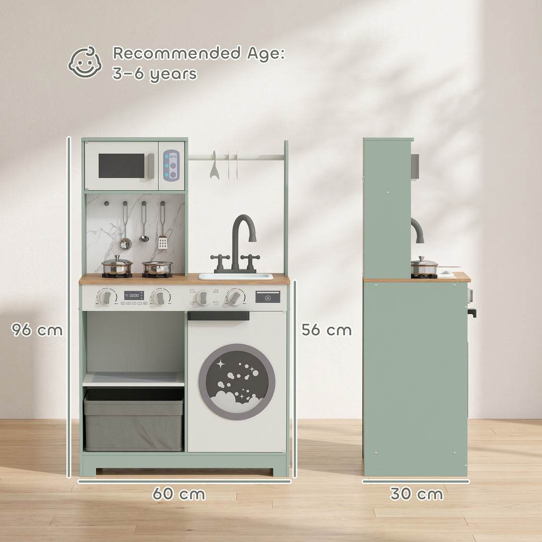 Kids Play Kitchen, Pretend Play Toy Kitchen Playset with Stove, Sink, 