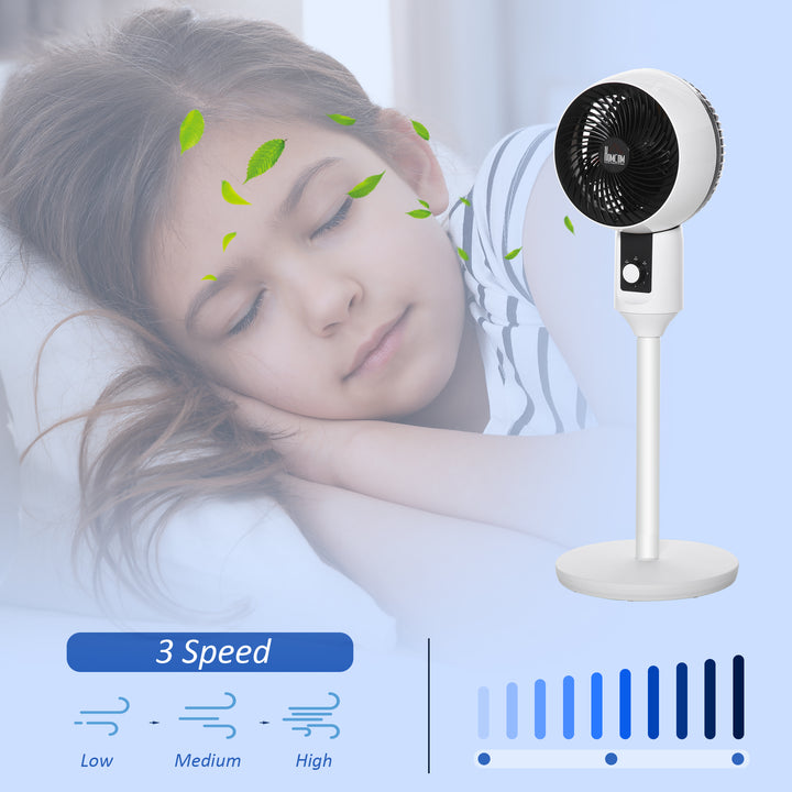 9'' Air Circulator Fan 3 Speed, 70° Oscillation 90° Vertical Tilt, Carry Handle, Pedestal Fan, Pedestal Fan for Living Room, Bedroom, Office, White and Black