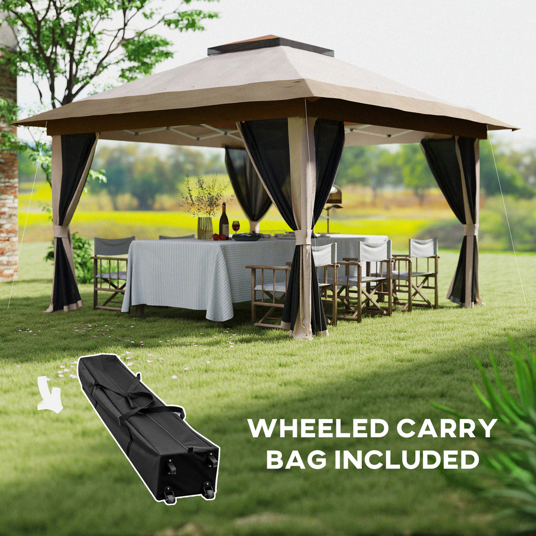 3.6 x 3.6m Pop-Up Gazebo, with Accessories - Beige