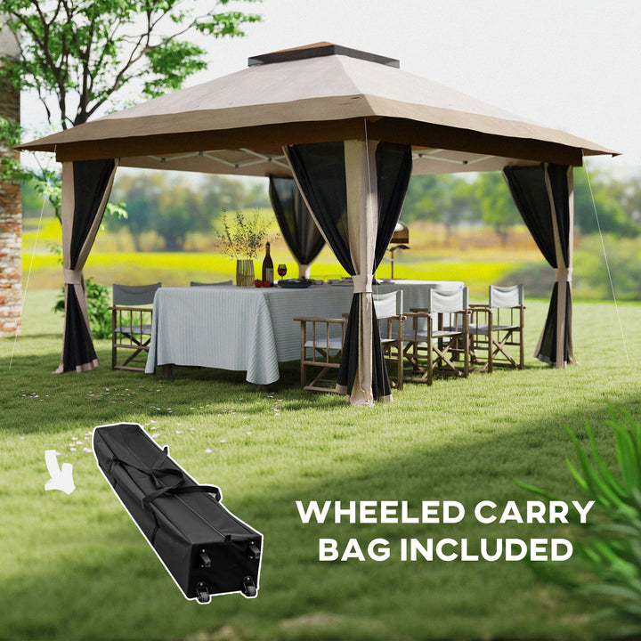 3.6 x 3.6m Pop-Up Gazebo, with Accessories - Beige