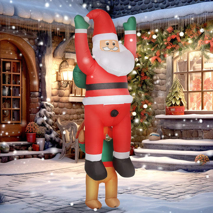 MCL 7FT Hanging Christmas Inflatable Santa with Dog, Christmas Blow Up Decoration with Built-in LED Lights for Garden, Indoor Outdoor Home Decor