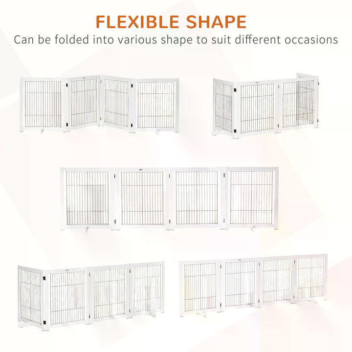 Freestanding Folding Pet Gate 4 Panels Dog Puppy Barrier with Support Feet