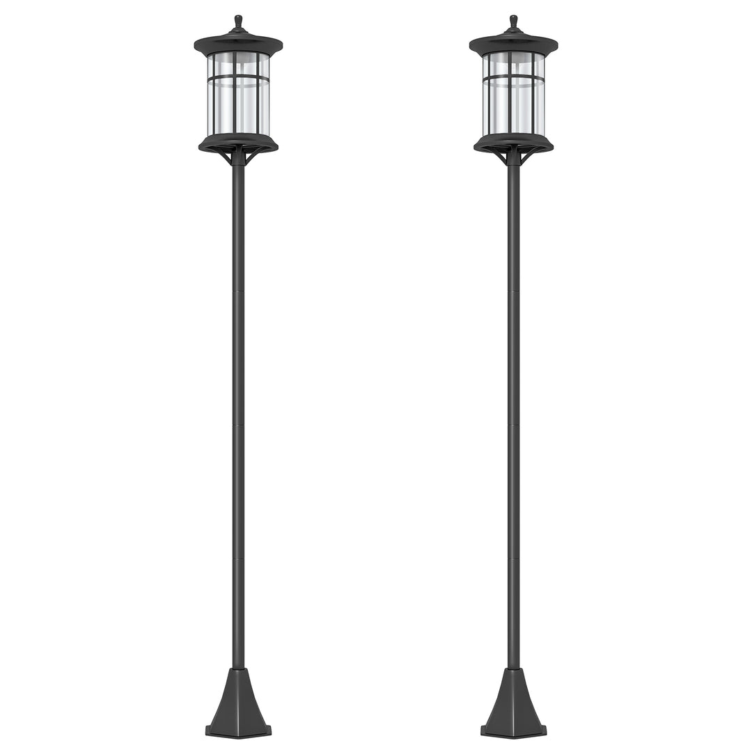 Set of Two 1.8m Traditional Style Solar Lamp Posts - Black