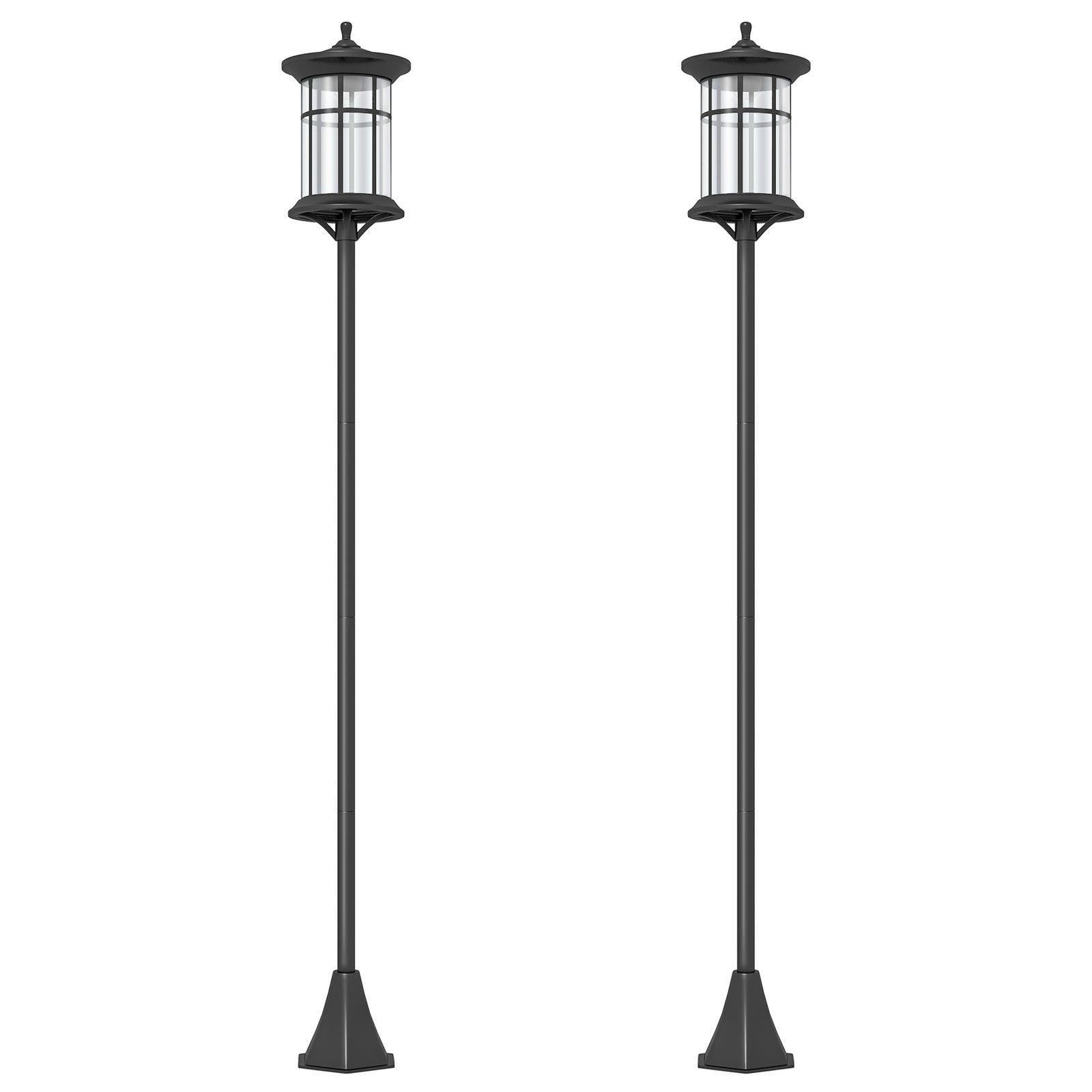 Set of Two 1.8m Traditional Style Solar Lamp Posts - Black