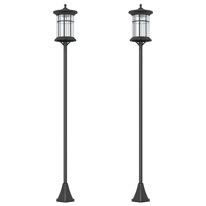 Set of Two 1.8m Traditional Style Solar Lamp Posts - Black