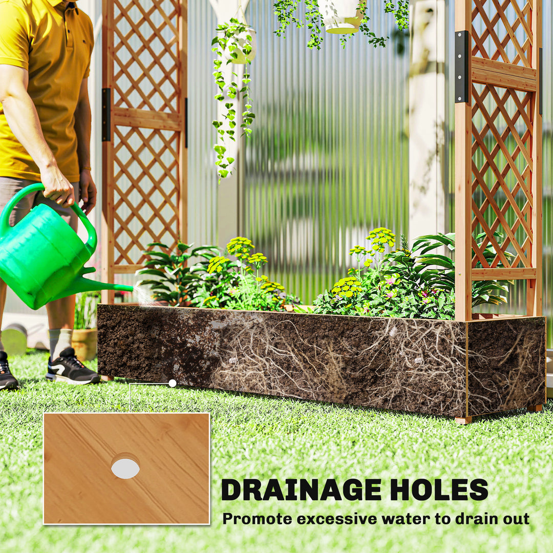 Fir Wood 171 x 39 cm Planter and Trellis Garden Bed
