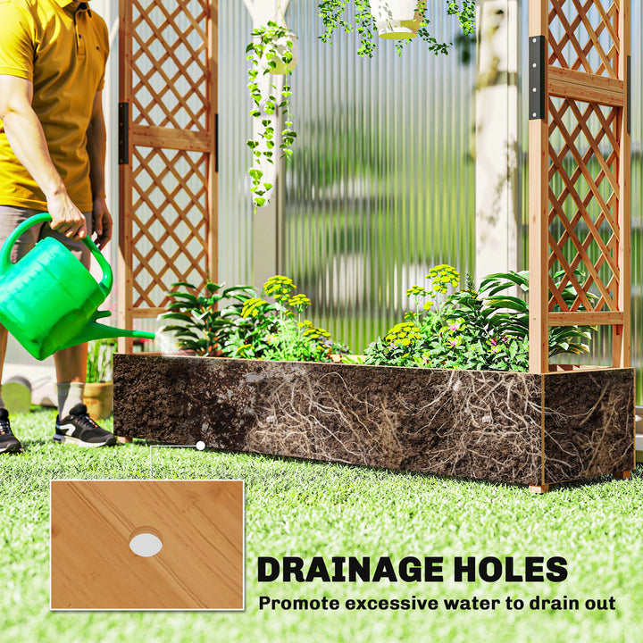 Fir Wood 171 x 39 cm Planter and Trellis Garden Bed