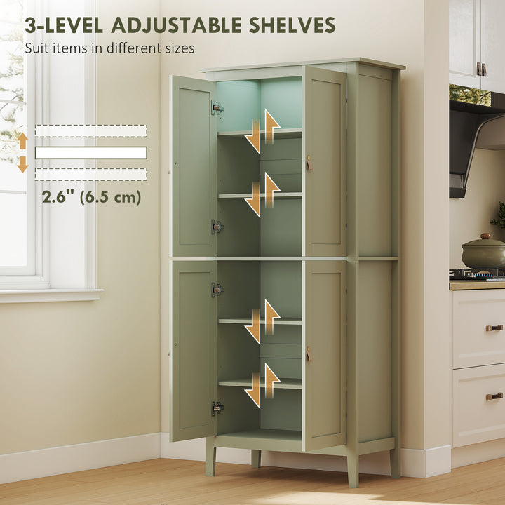 Tall Pantry Cupboard with Motion Sensor LED Light - Green