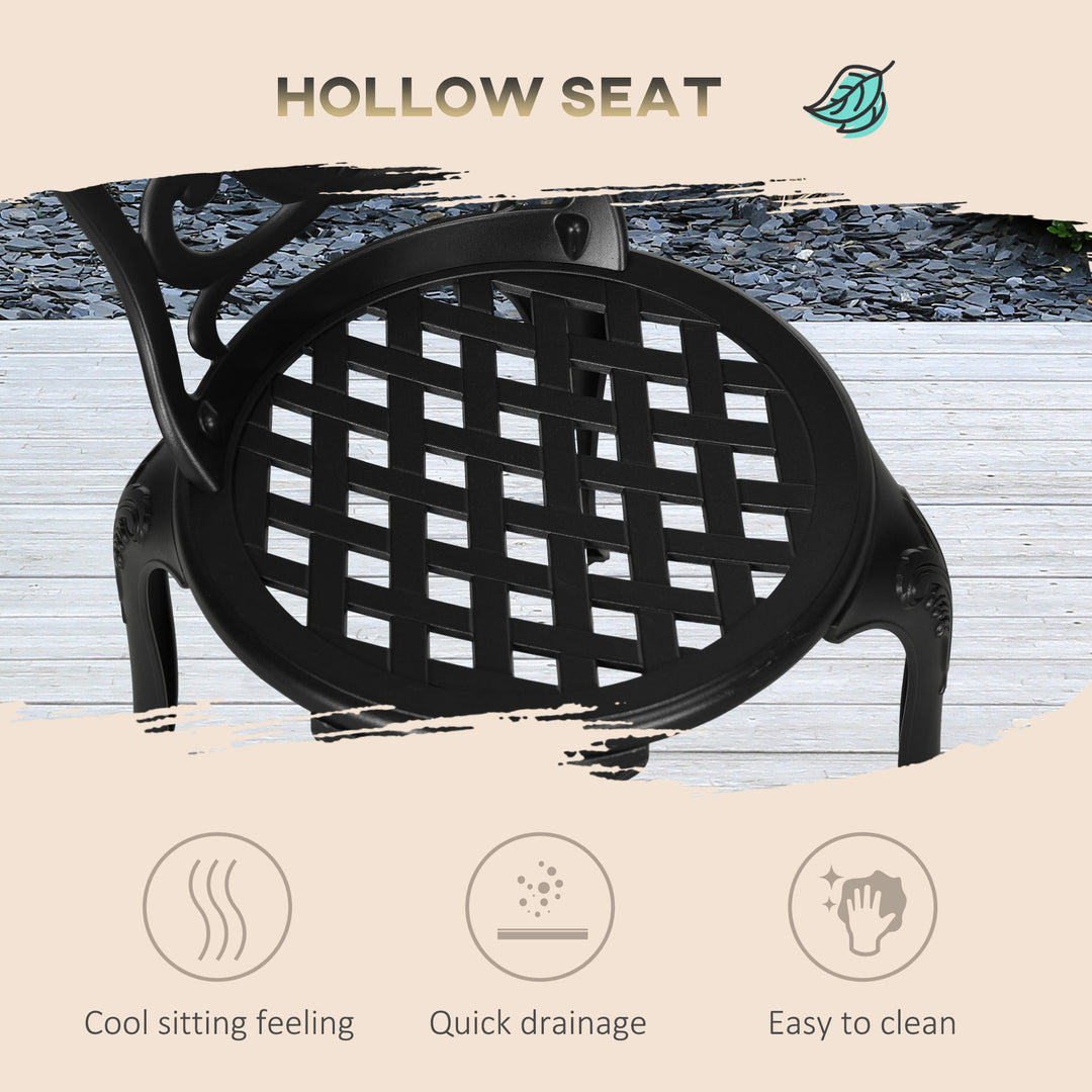 3 Piece Garden Bistro Set, Cast Aluminium Outdoor Furniture Set with U