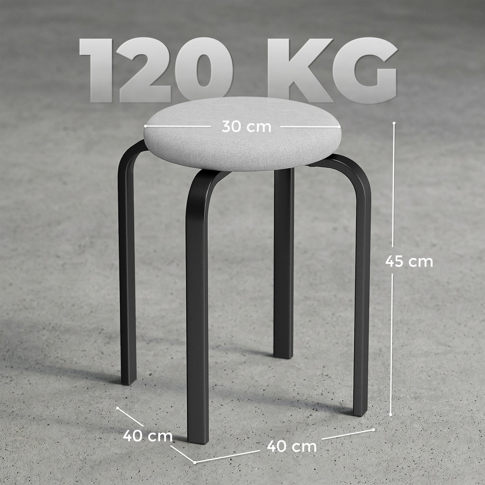 Stackable Stools Modern Cushioned Round Backless Stools Set of 4 Kitch