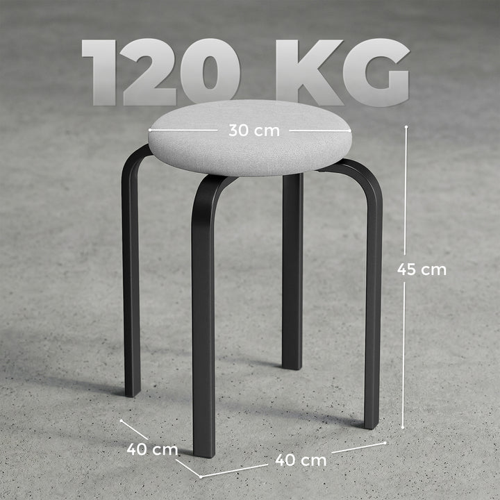 Stackable Stools Modern Cushioned Round Backless Stools Set of 4 Kitch