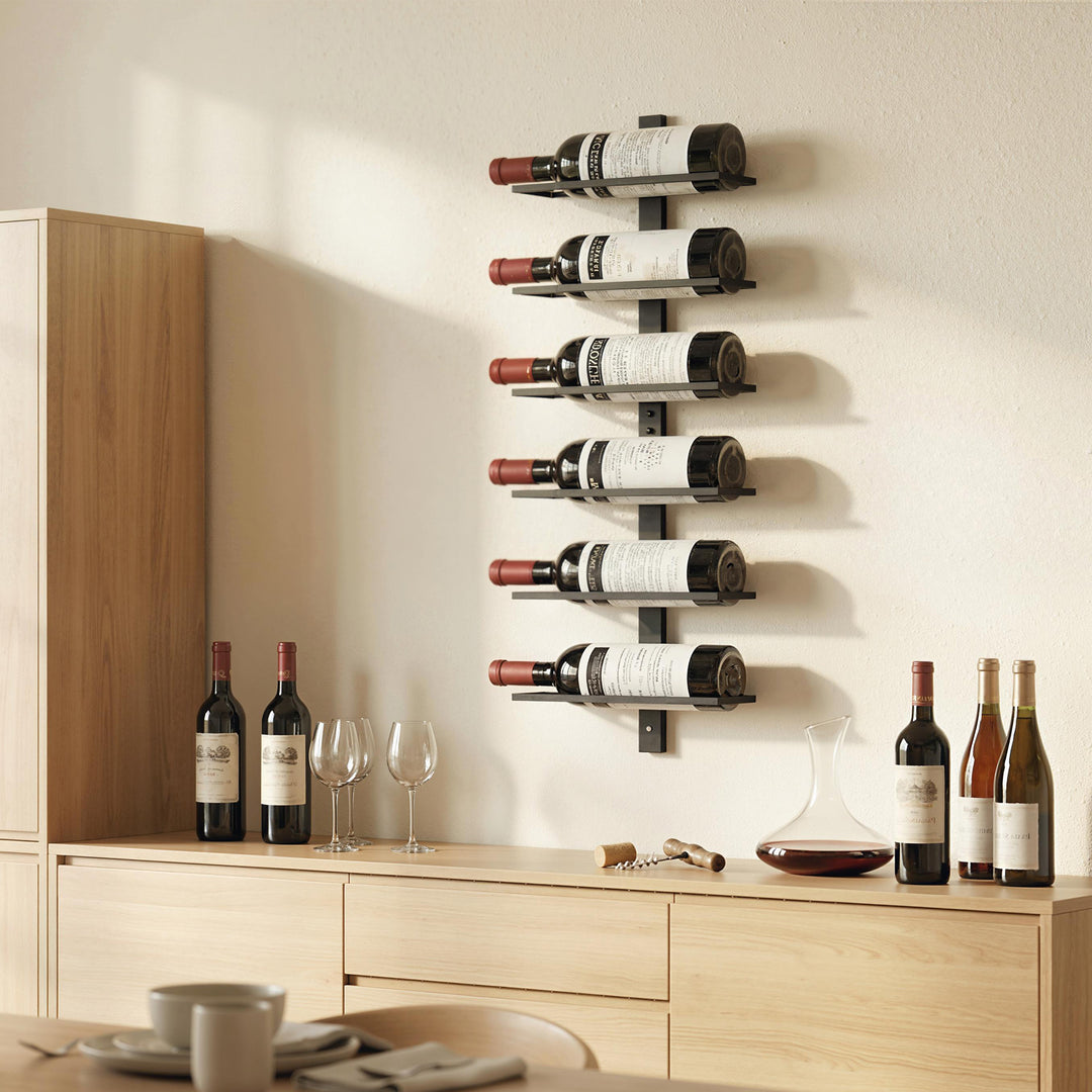 Wall Mounted Wine Rack, 6 Tier Metal Wine Display Rack, Storage Holder