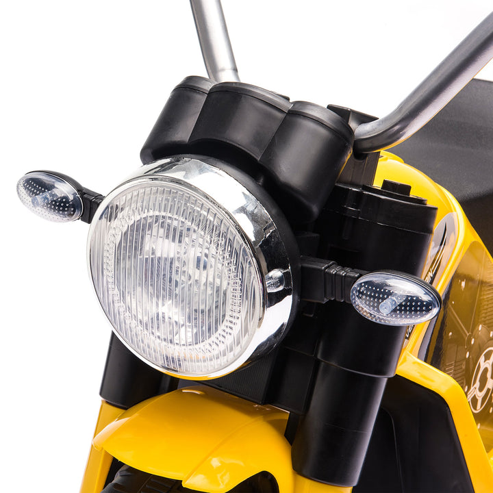 6V Kids Electric Motorbike 3 Wheels Ride On Toy with Horn Headlights Realistic Sounds for Girl Boy 18 - 36 Months Yellow