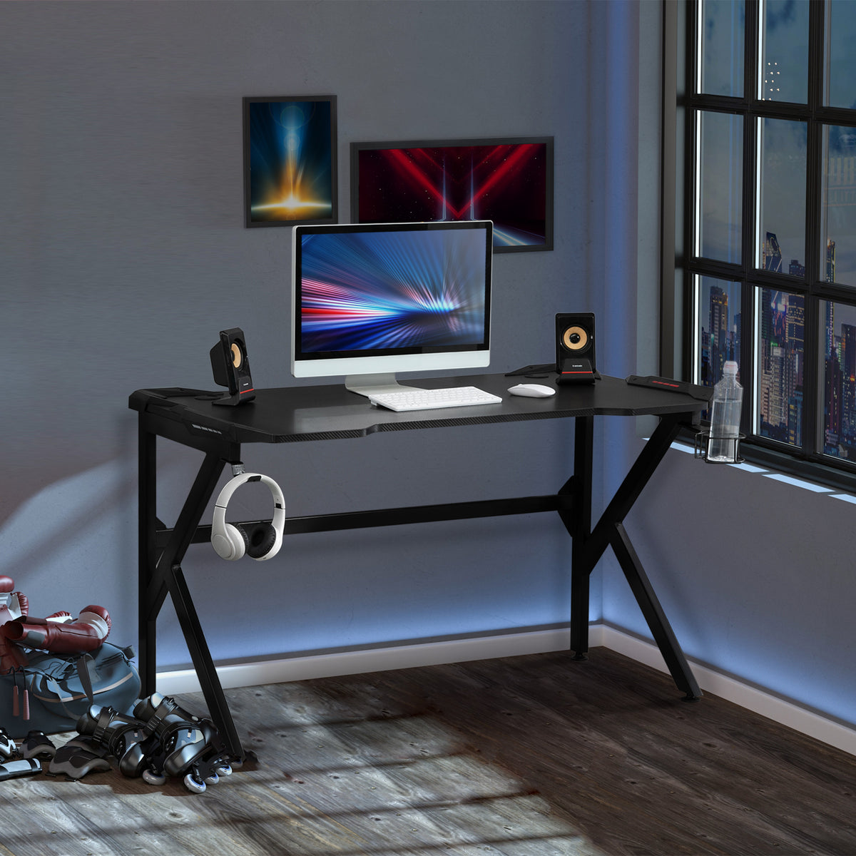 Gaming desk with Cup Holder Headphone Hook Feet Adjustable 120 x 66 x - view 2
