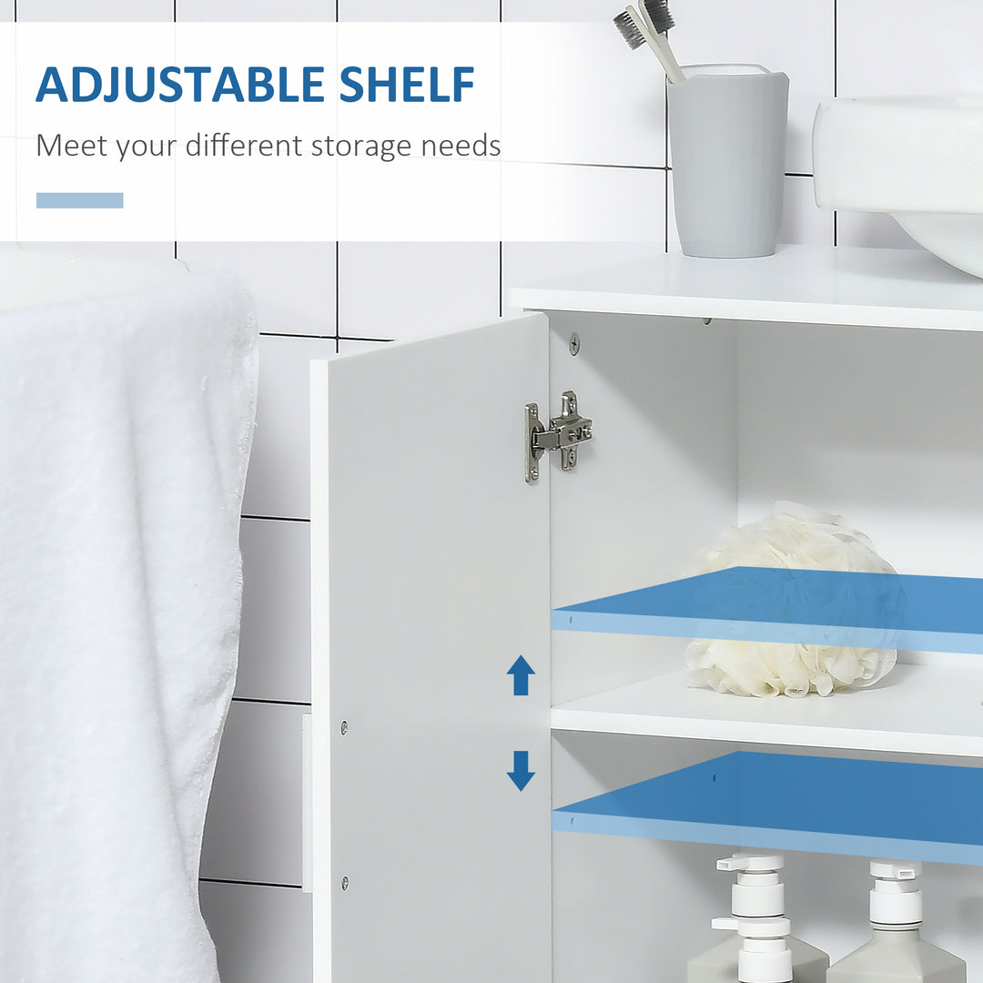 Pedestal Under Sink Cabinet, Modern Bathroom Vanity Unit, Storage Cupboard with Double Doors, Adjustable Shelf, White