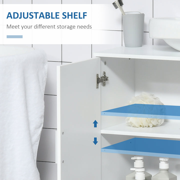 Pedestal Under Sink Cabinet, Modern Bathroom Vanity Unit, Storage Cupboard with Double Doors, Adjustable Shelf, White