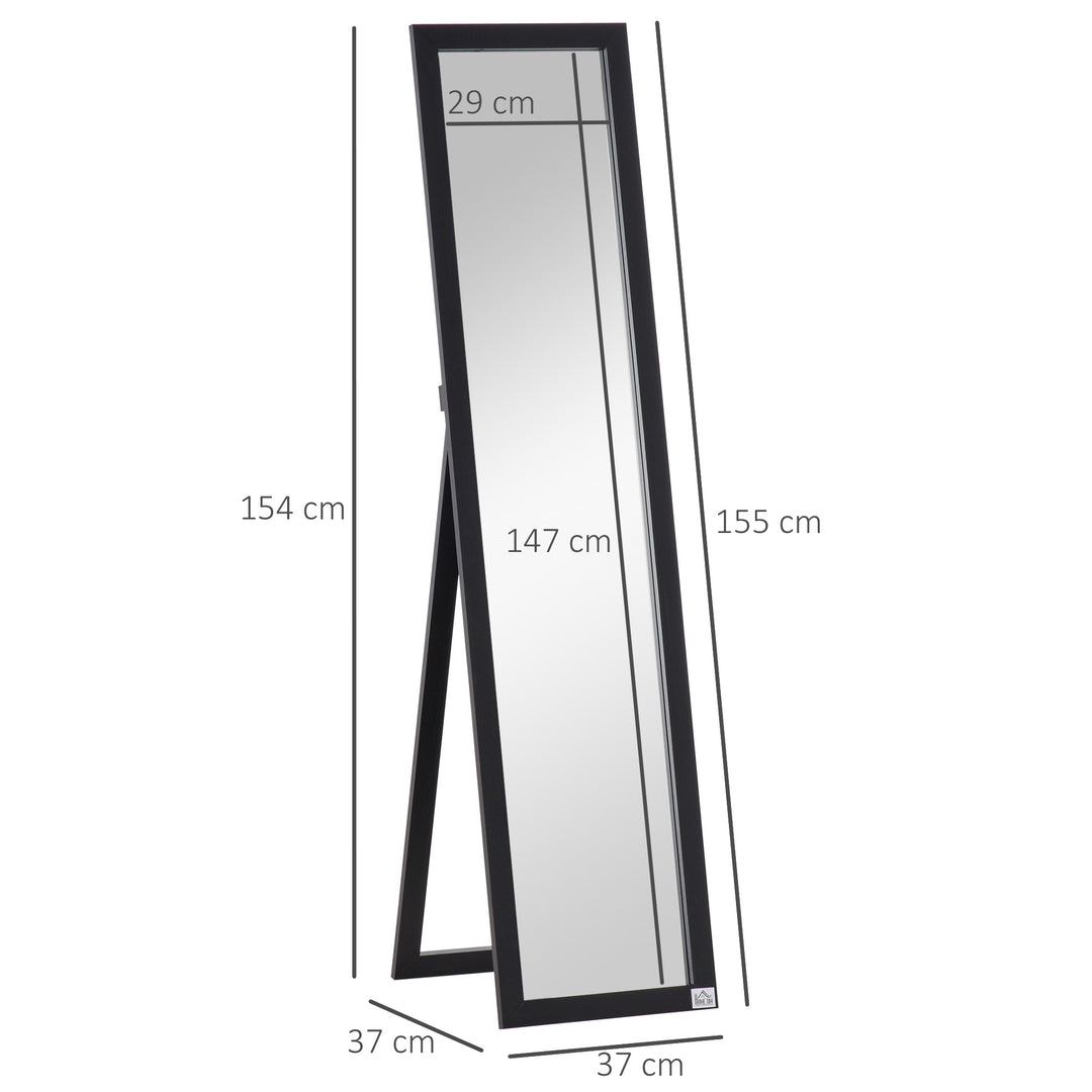 Full Length Mirror for Bedroom, Free Standing Dressing Mirror, Wall Mirror for Living Room, 37 x 154 cm, Black