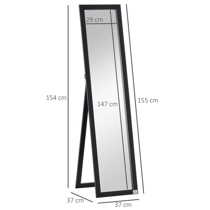 Full Length Mirror for Bedroom, Free Standing Dressing Mirror, Wall Mirror for Living Room, 37 x 154 cm, Black