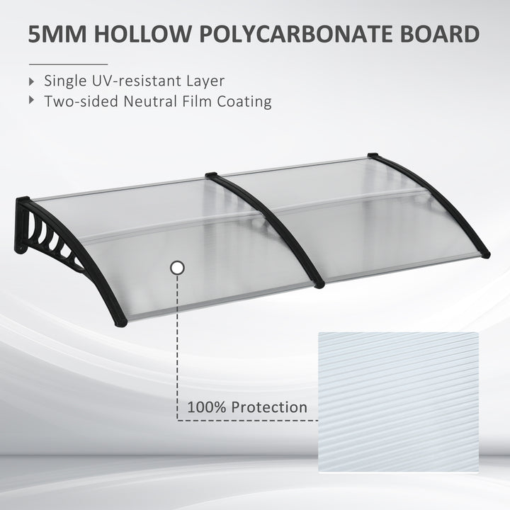 Front Door Canopy, Outdoor Awning, 200 x 96cm Rain Shelter for Window, Porch and Front/Back Door, Clear