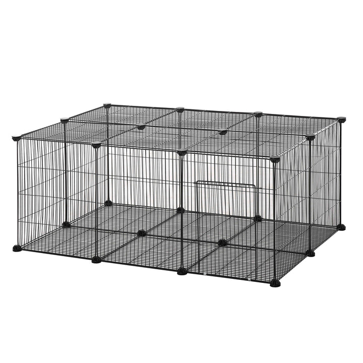 PawHut DIY Pet Playpen, Small Animal Metal Cage with Door, 22 Pieces, for Bunny, Chinchilla, Hedgehog, Guinea Pig | Aosom UK