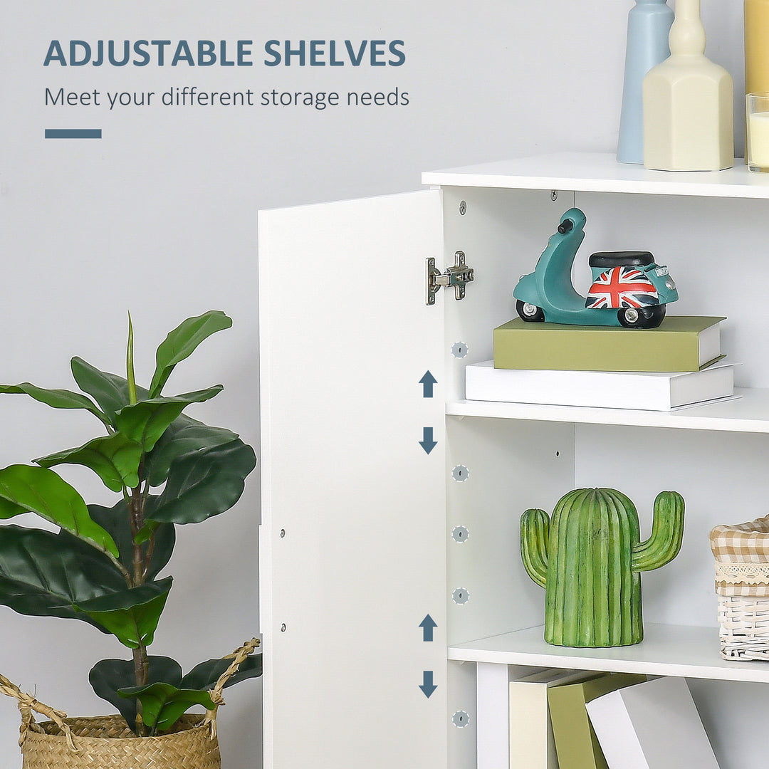 Modern Bathroom Floor Cabinet, Free Standing Linen Cabinet, Storage Cupboard with 3 Tier Shelves, White