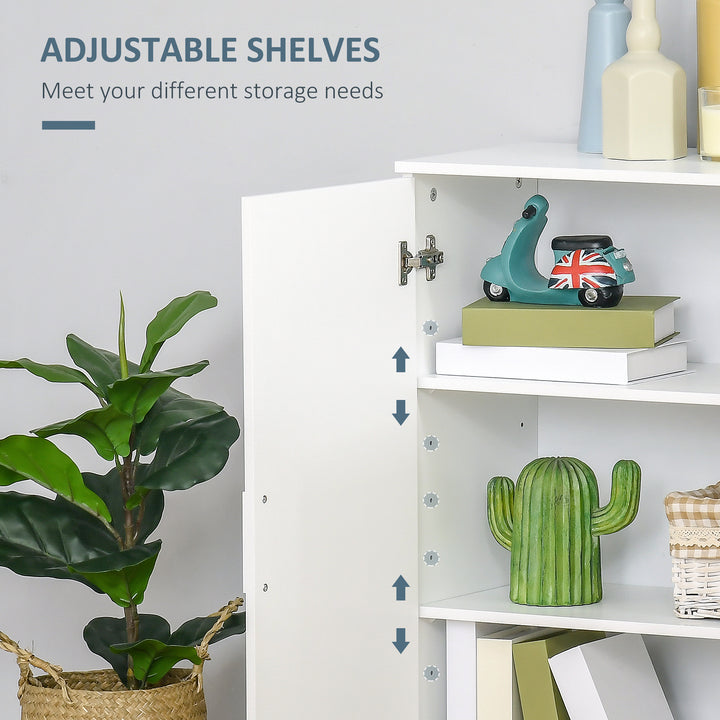 Modern Bathroom Floor Cabinet, Free Standing Linen Cabinet, Storage Cupboard with 3 Tier Shelves, White