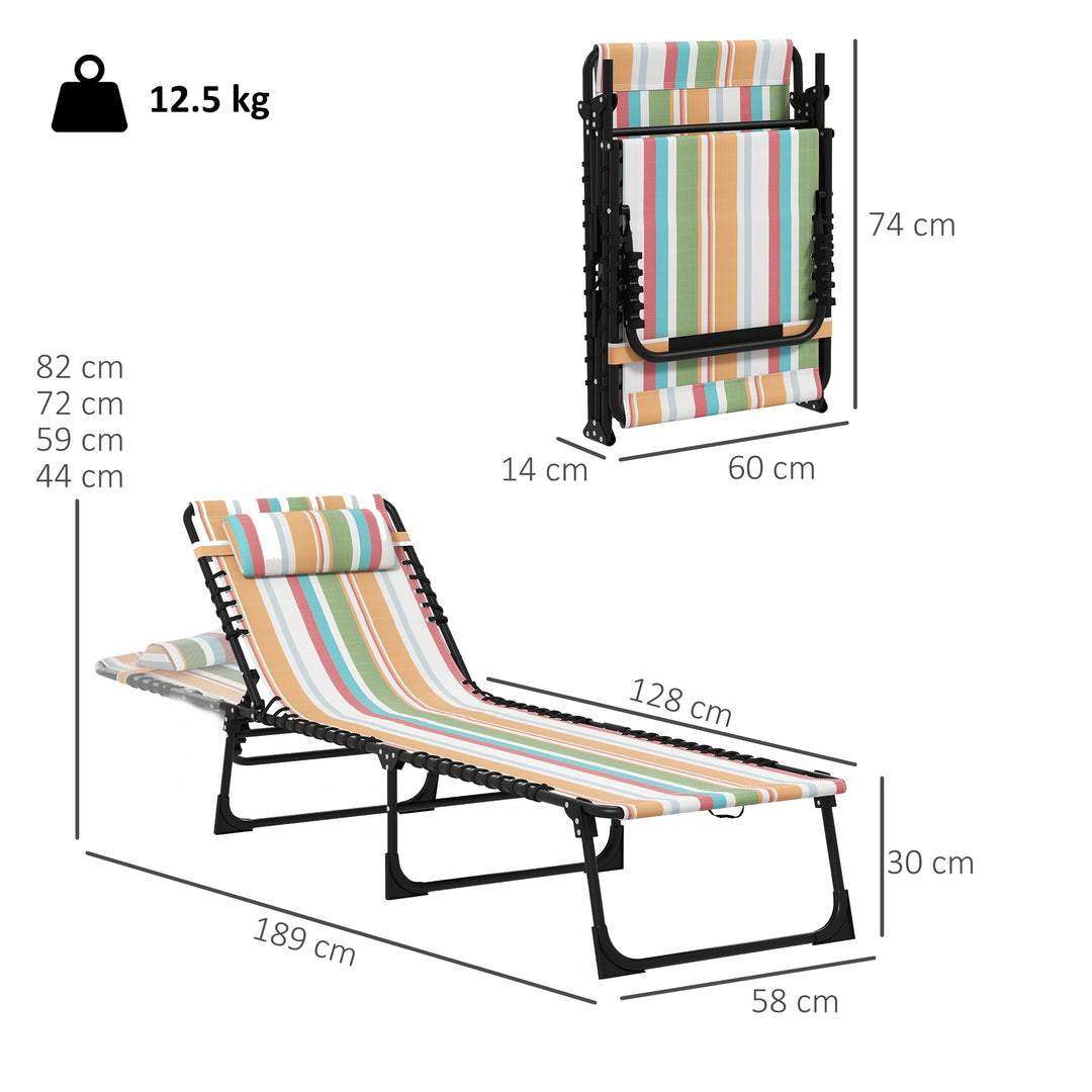 Set of Two Folding Sun Loungers, with Four-Position Backs - Multicoloured