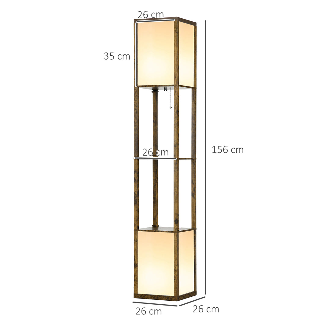 HOMCOM Modern Shelf Floor Lamp with Dual Ambient Light, Standing Lamp Living Room, Bedroom, 156cm, Brown | Aosom UK