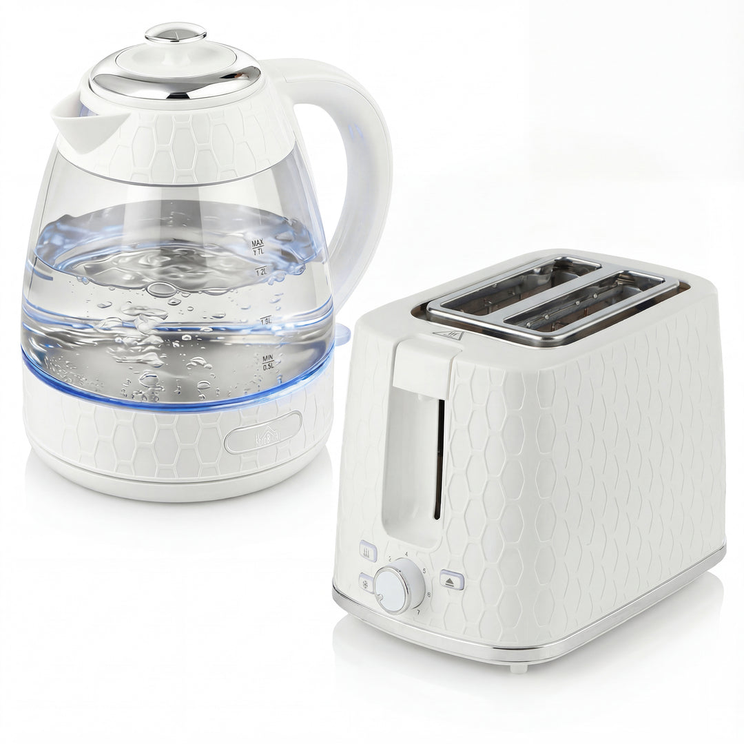 Kettle and Toaster Set, 1.7L 3000W Rapid Kettle with Limescale Filter, 2 Slice Toaster with 7 Browning Controls