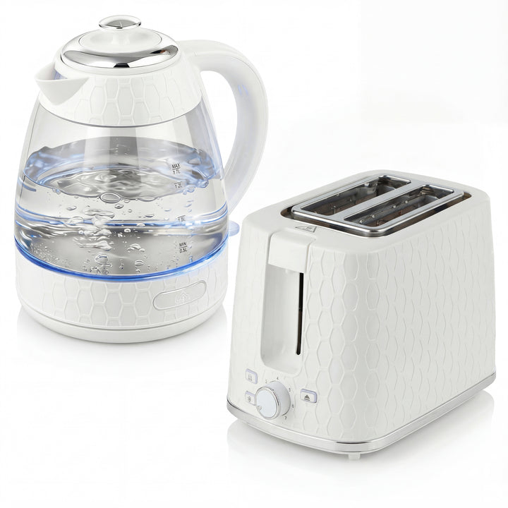 Kettle and Toaster Set, 1.7L 3000W Rapid Kettle with Limescale Filter, 2 Slice Toaster with 7 Browning Controls