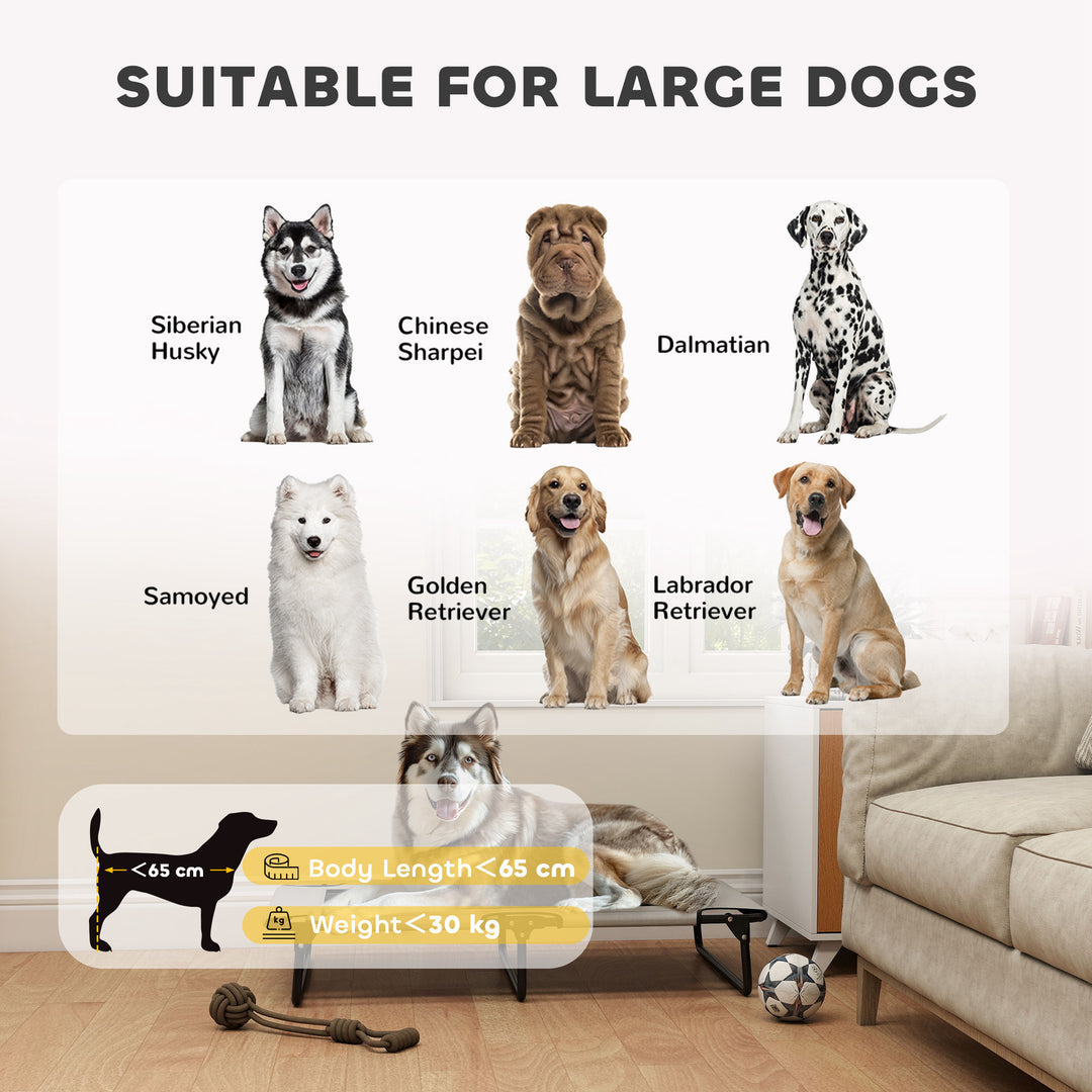 Portable Raised Dog Bed, Elevated Pet Cot with Breathable Mesh for Indoor Outdoor, for Large Dogs, Light Grey