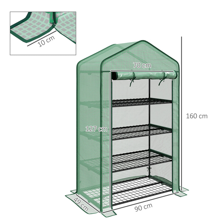 Four-Tier Mini Greenhouse, with Reinforced Plastic Cover