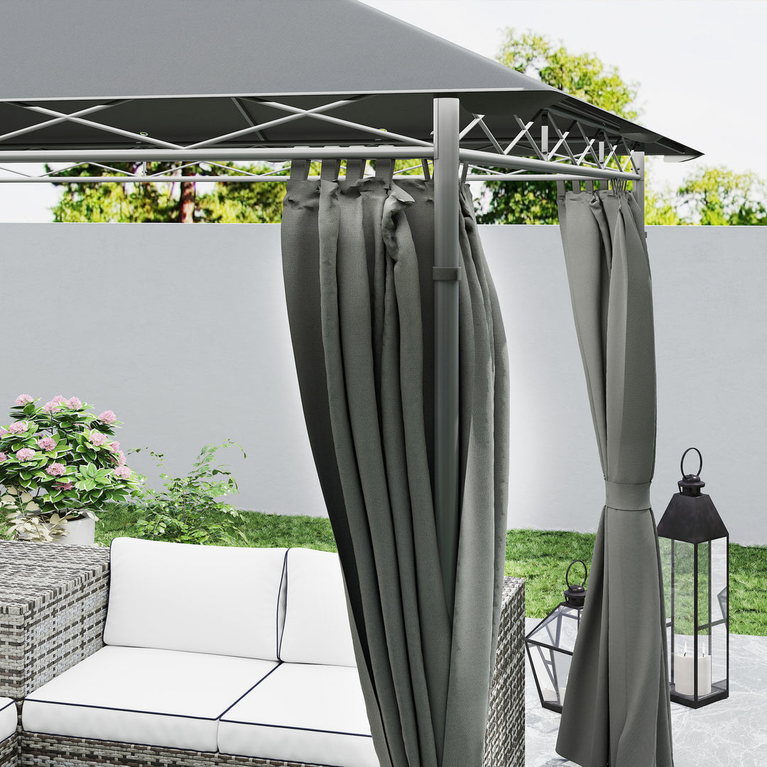 3 x 3 m Solar LED Metal Gazebo - Dark Grey
