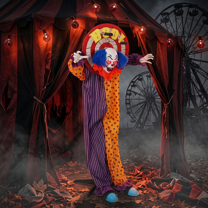 167 cm Life Size Animated Clown Halloween Decoration, Scary Halloween 