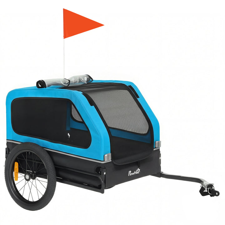 Dog Bike Trailer with Flip-Down Ramp Tailgate, Quick Release Frame, Un
