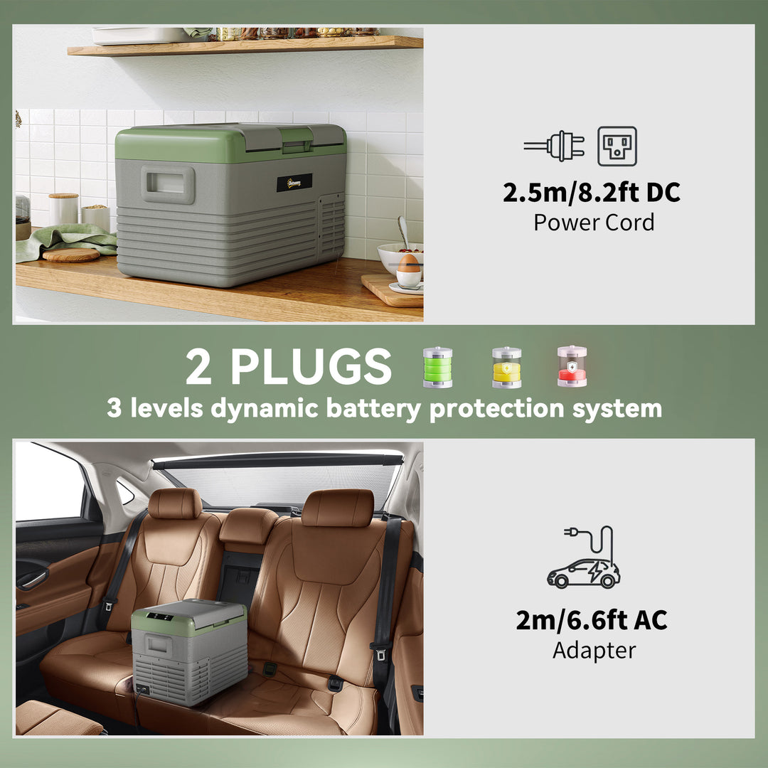 30L Portable Car Refrigerator - Light Green and Grey