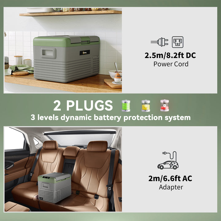 30L Portable Car Refrigerator - Light Green and Grey