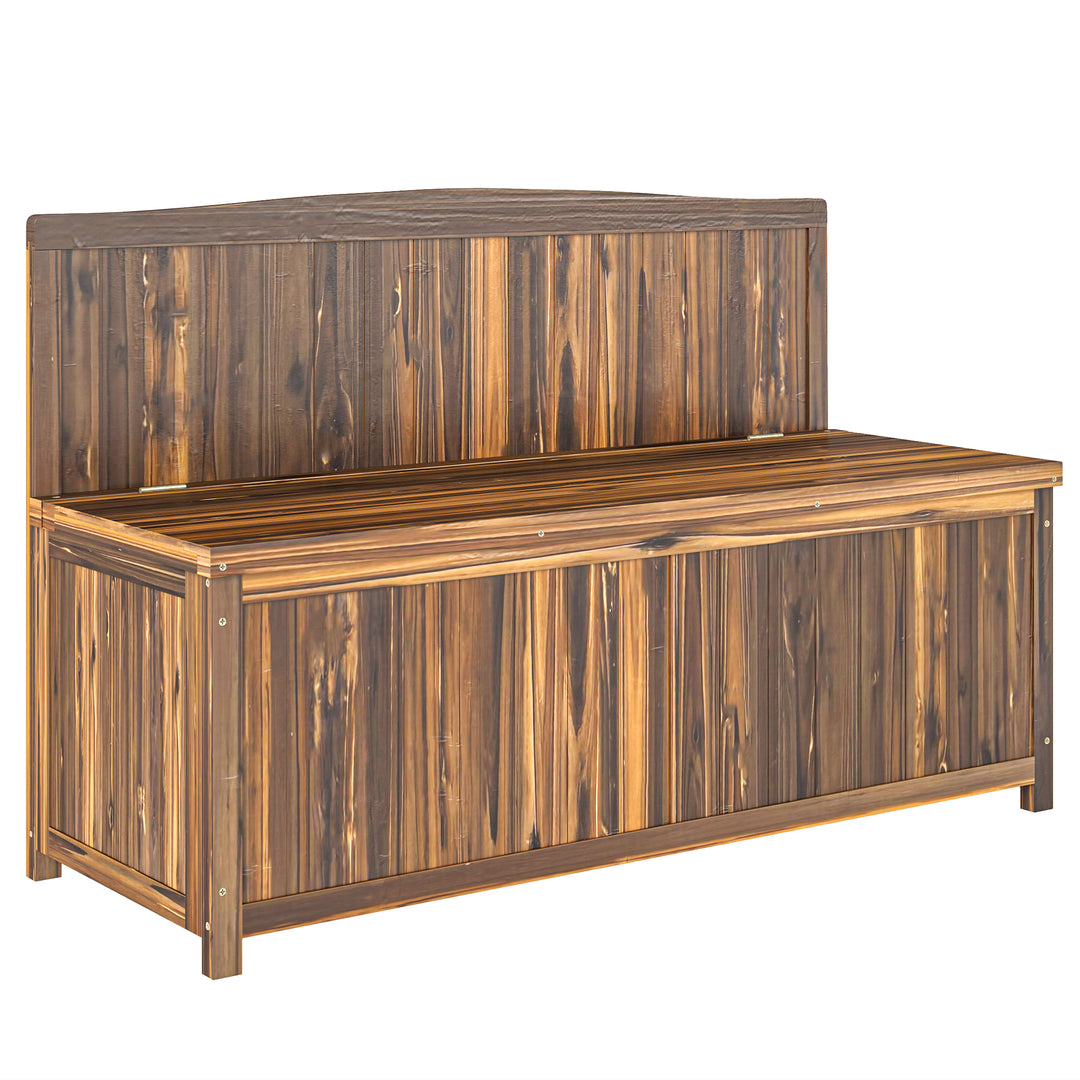 Wood Storage Bench for Patio Furniture, Outdoor Garden Seating Tools, Brown