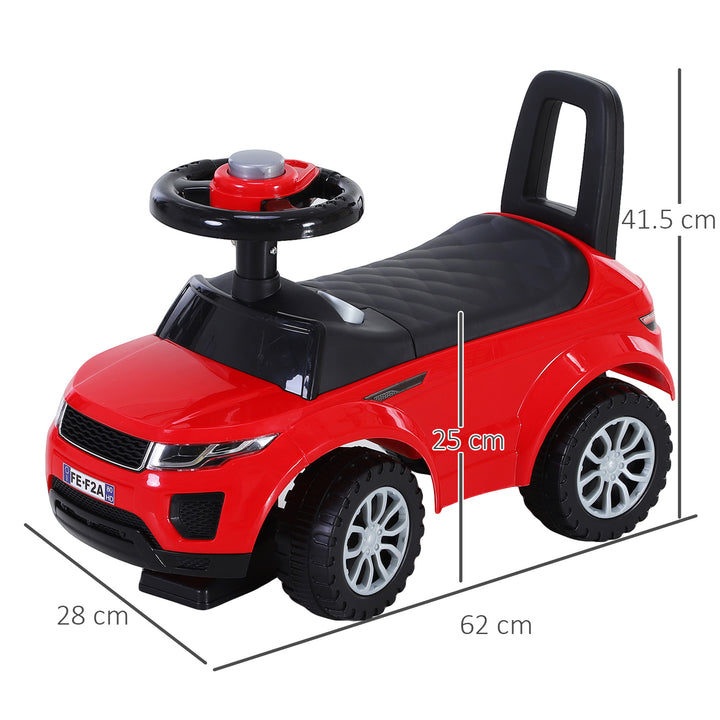 HOMCOM 3-in-1 Ride On Car Foot To Floor Slider Toddler w/ Horn Steering Wheel NO POWER Manual Under Seat Storage Safe Design Red | Aosom UK