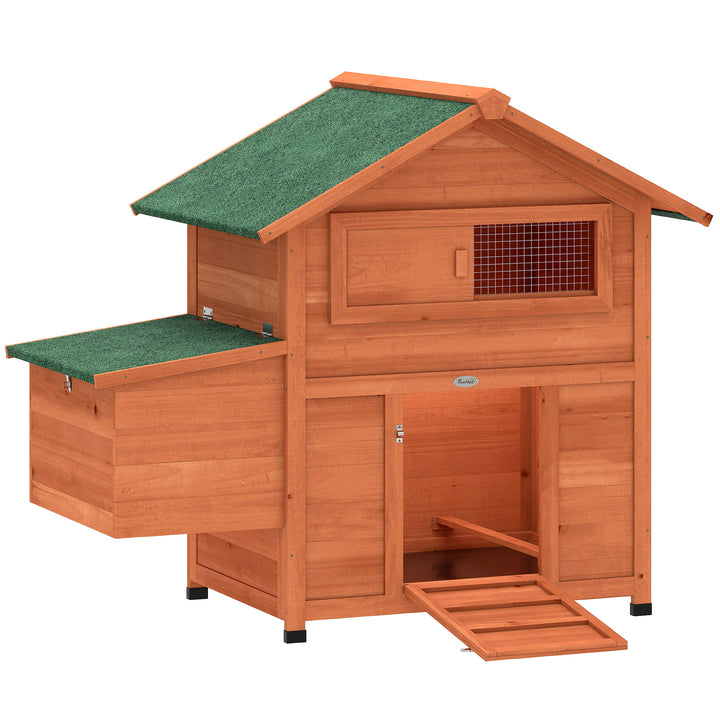 Chicken Coop, Wooden Hen House with Nesting Box, Pull-Out Tray, Slidin