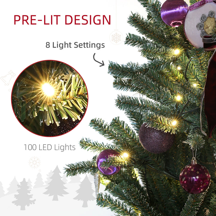 5ft Artificial Christmas Tree, with Purple Decorations and Lights
