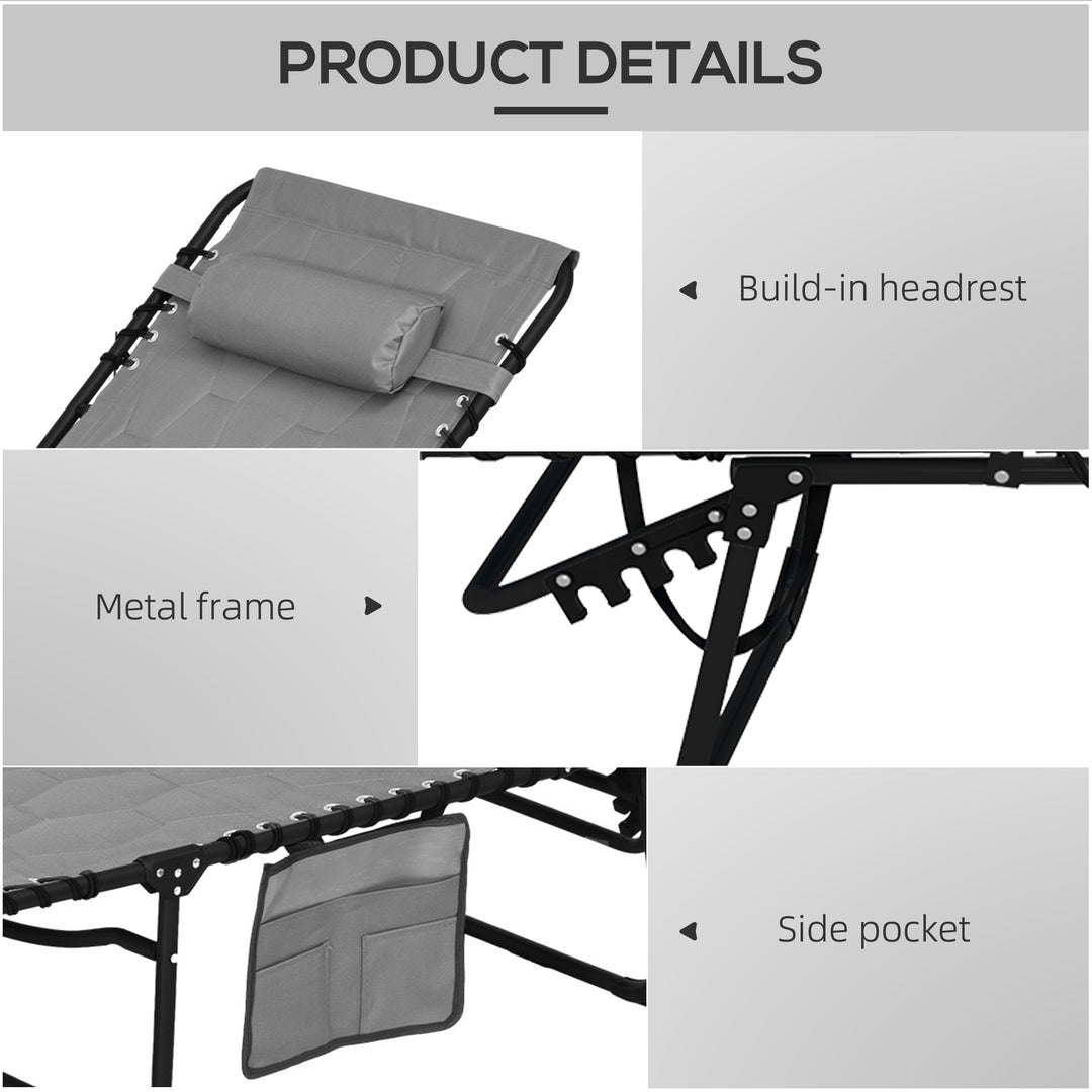 Set of Two Sun Loungers, with Five-Position Reclining Backs - Grey